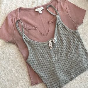 2 Pieces - Light Mauve Top & Gray Top